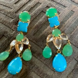 Chrysoprase & Turquoise Clip on Earrings
